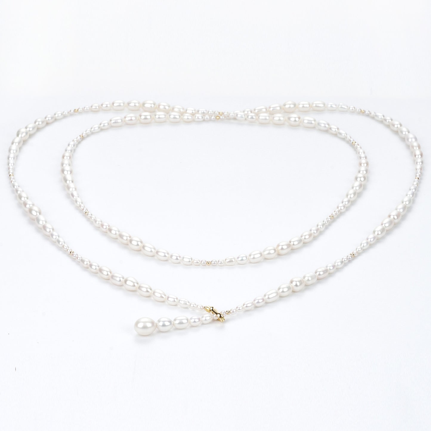 Extended Light fresh Water core-free gradient Serpentine pearl sweater chain Pearl necklace