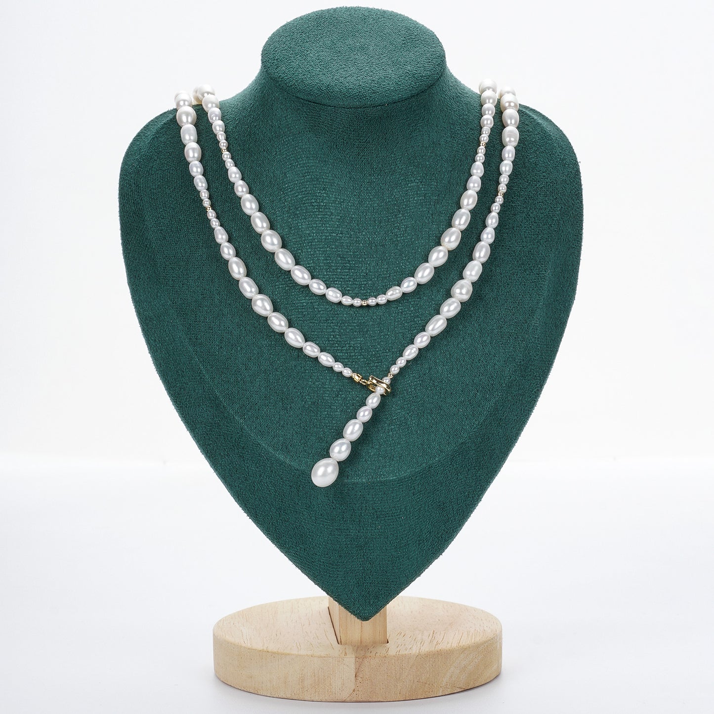 Extended Light fresh Water core-free gradient Serpentine pearl sweater chain Pearl necklace