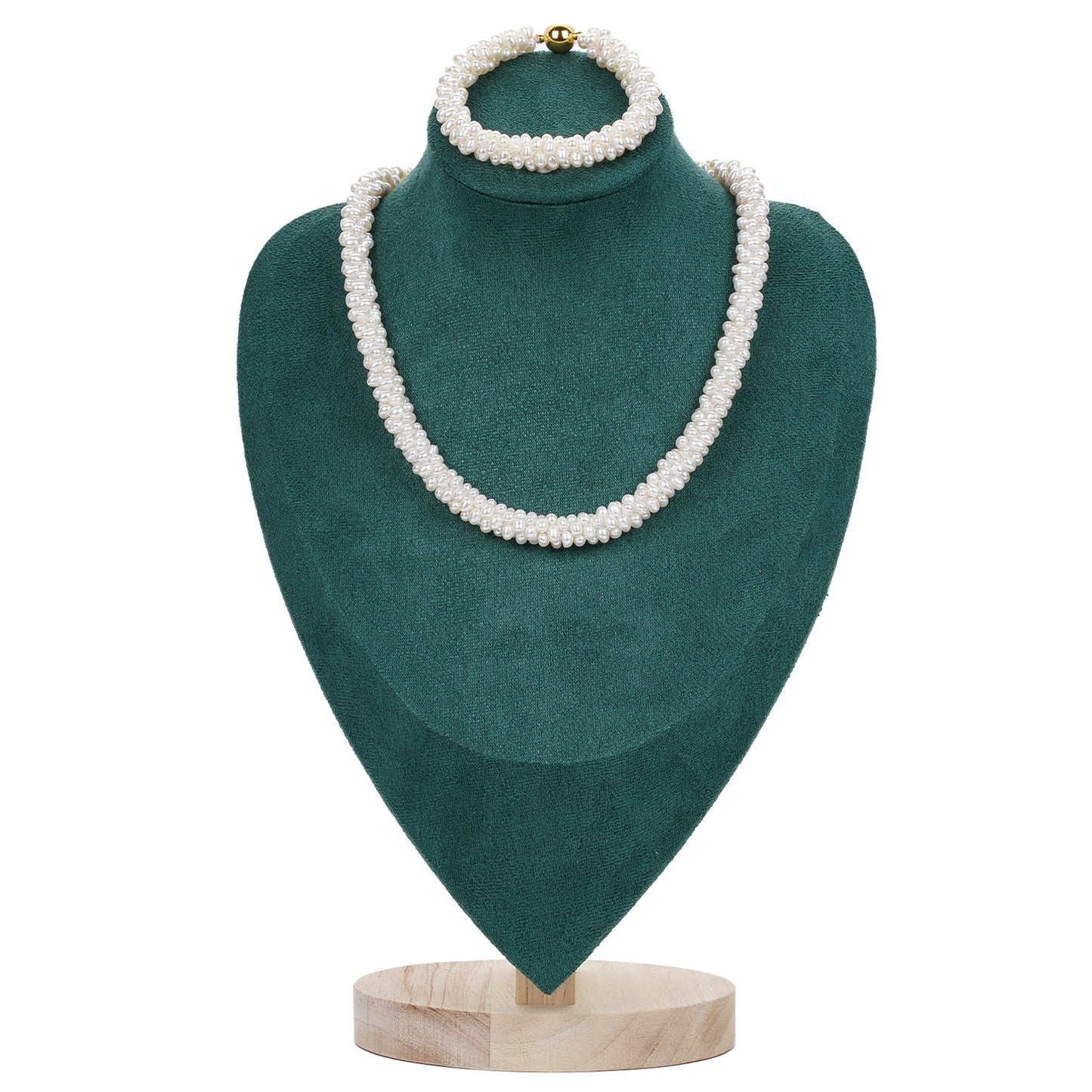 Natural freshwater pearl multi-bead Caterpillar Pearl necklace bracelet Sweater chain Gold magnet ball buckle necklace