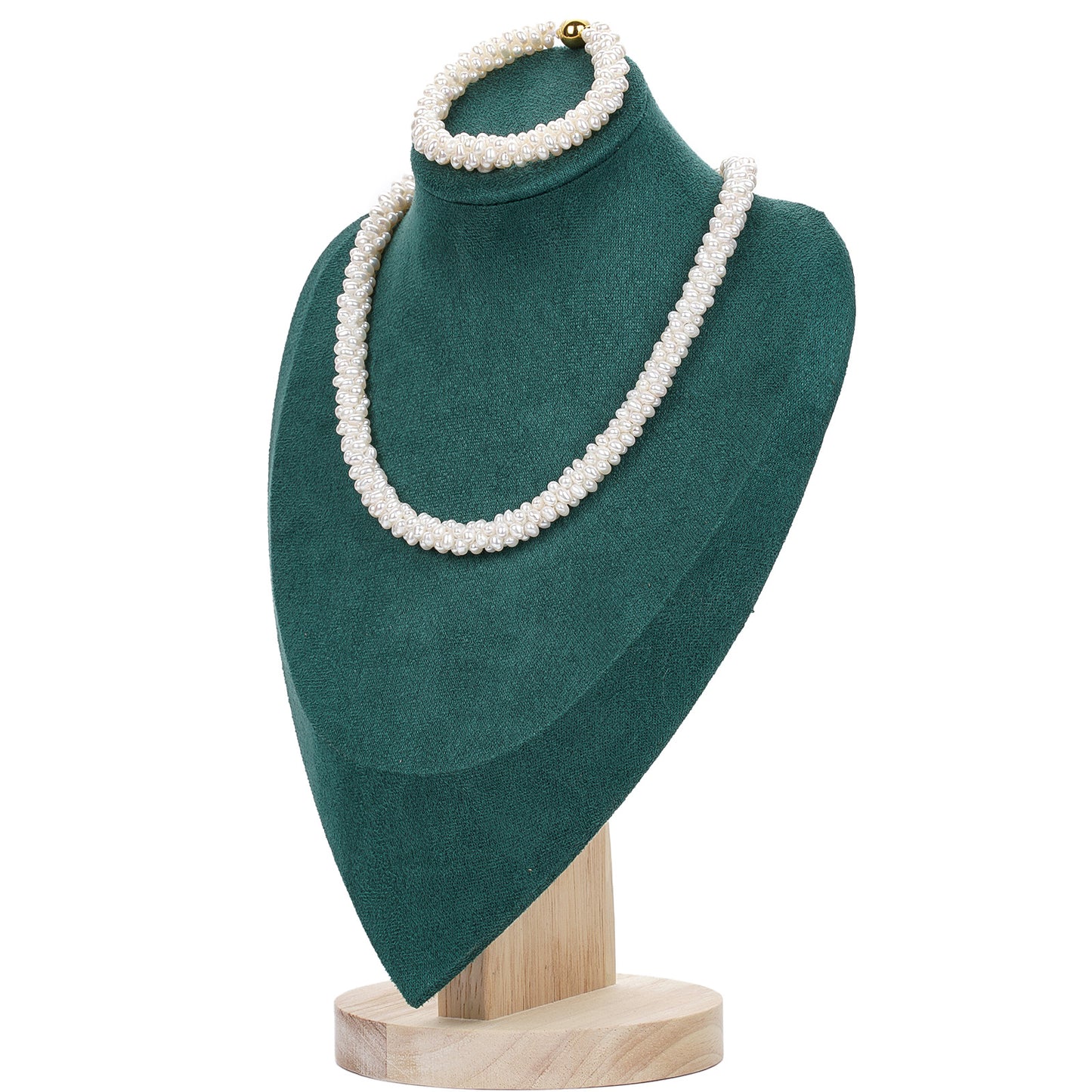 Natural freshwater pearl multi-bead Caterpillar Pearl necklace bracelet Sweater chain Gold magnet ball buckle necklace