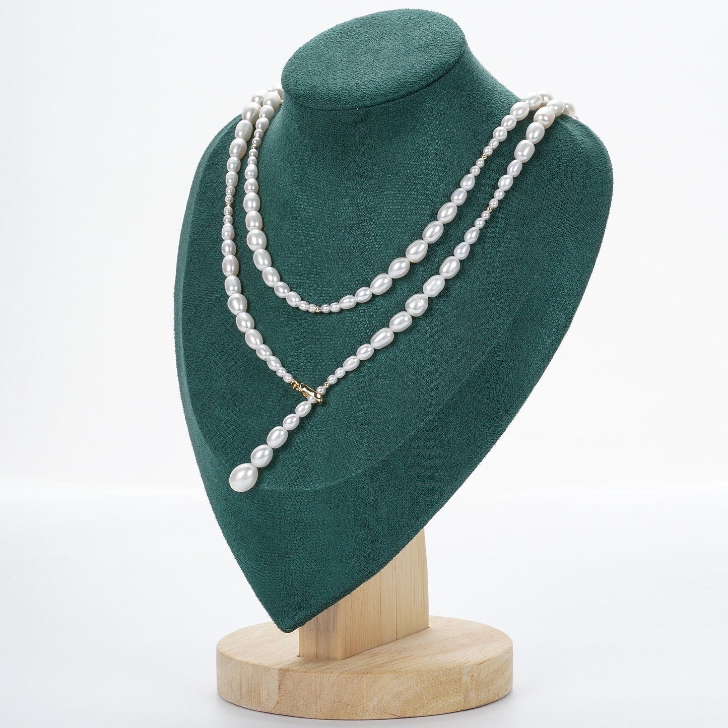 Extended Light fresh Water core-free gradient Serpentine pearl sweater chain Pearl necklace